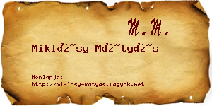 Miklósy Mátyás névjegykártya